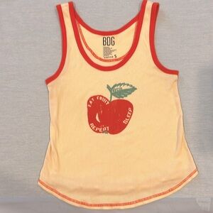 Urban Outfitters BDG Tank - size S - cream ribbed tank with orange piping